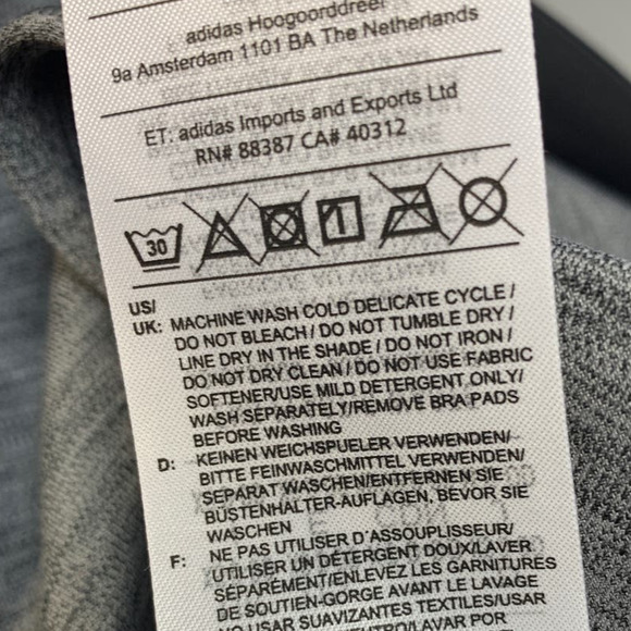 New Adidas XL 48DD Gray Medium Support Removeable Pads Training Sports Bra - Picture 6 of 7